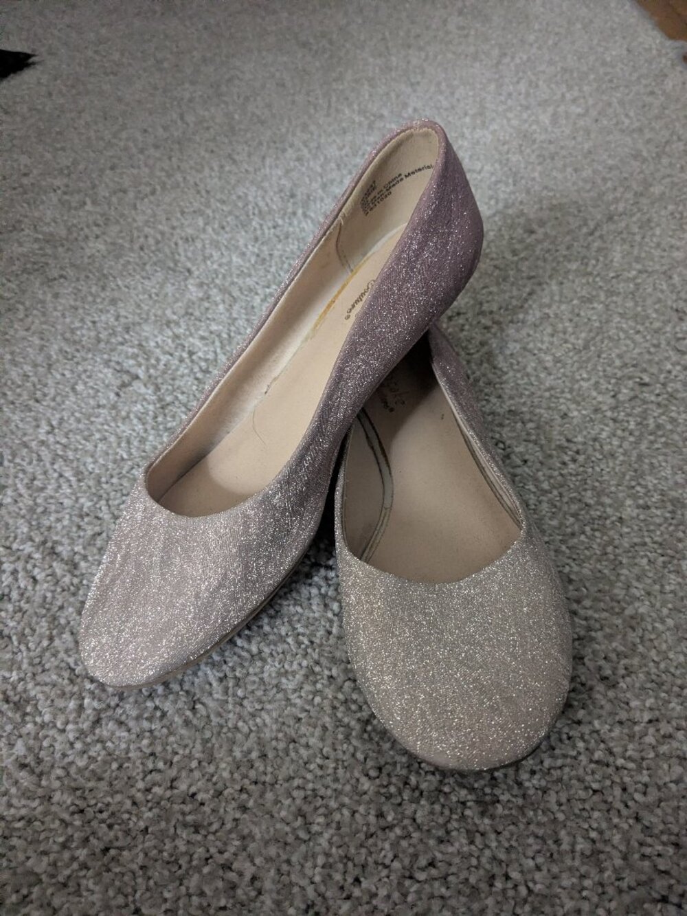 Pink and White Ombre Sparkly Girls Size 2 Flat Shoes